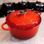 Caçarola de Ferro Fundido Esmaltada 24cm com Tampa – Indução e Forno | Felizzo