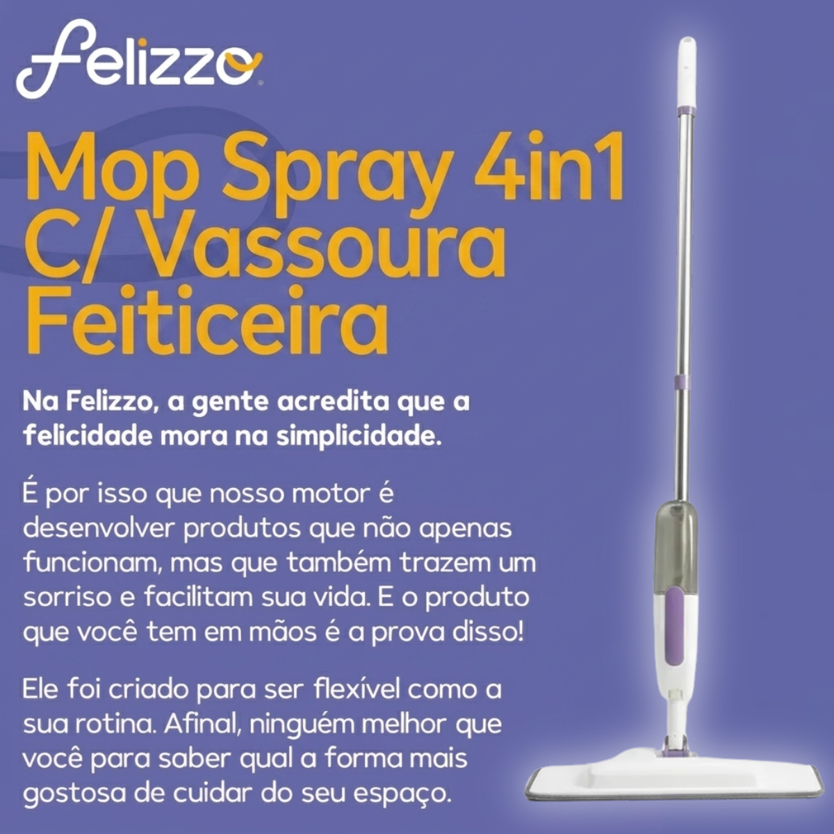 Mop Spray 4 em 1 com Reservatório para Limpeza Pesada | Rodo e Vassoura Mágica