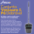 Kit Vassoura e Pá Ajustável 2 em 1 | Limpa Cerdas, Suporte de Parede e Cesto de Lixo