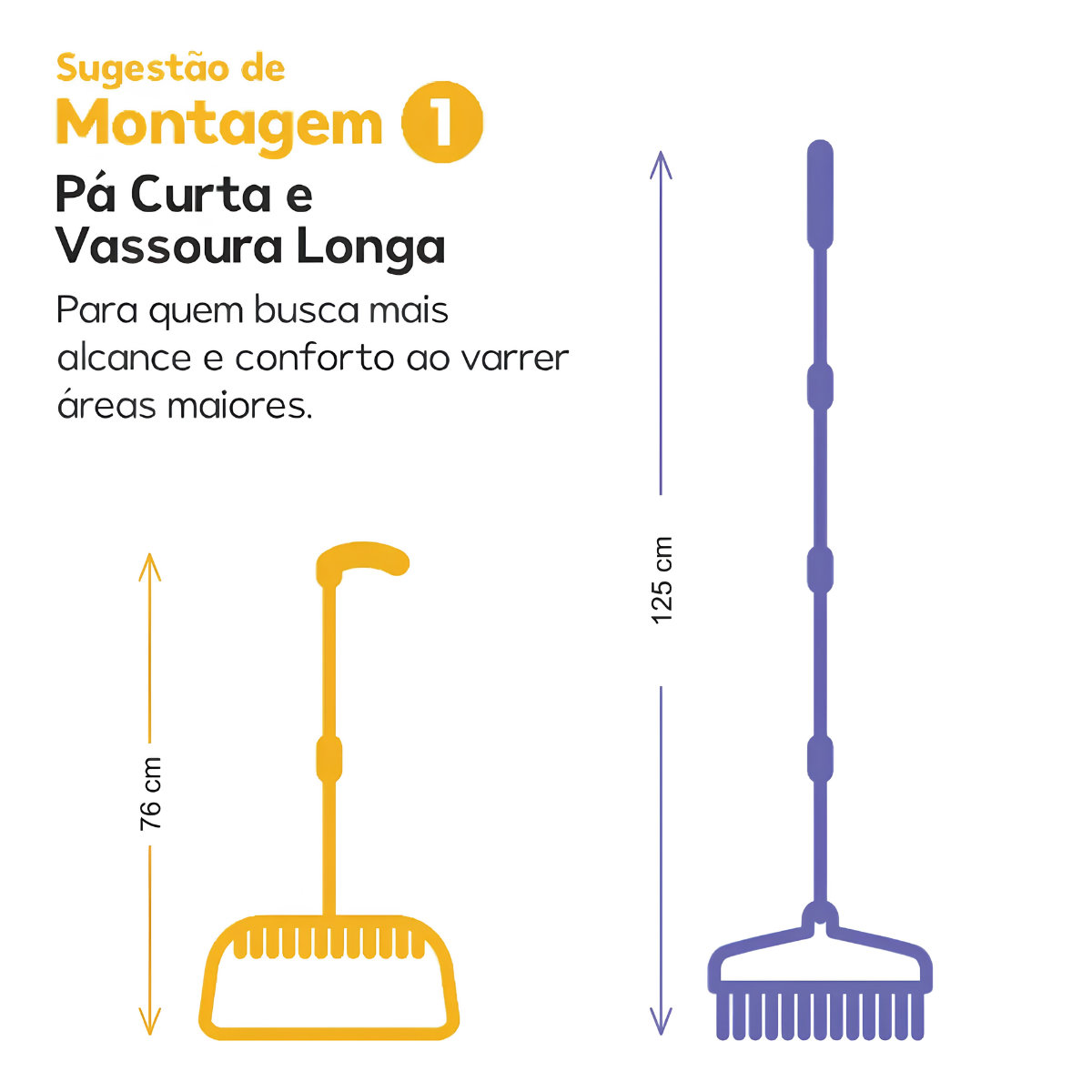 Kit Vassoura e Pá Ajustável 2 em 1 | Limpa Cerdas, Suporte de Parede e Cesto de Lixo