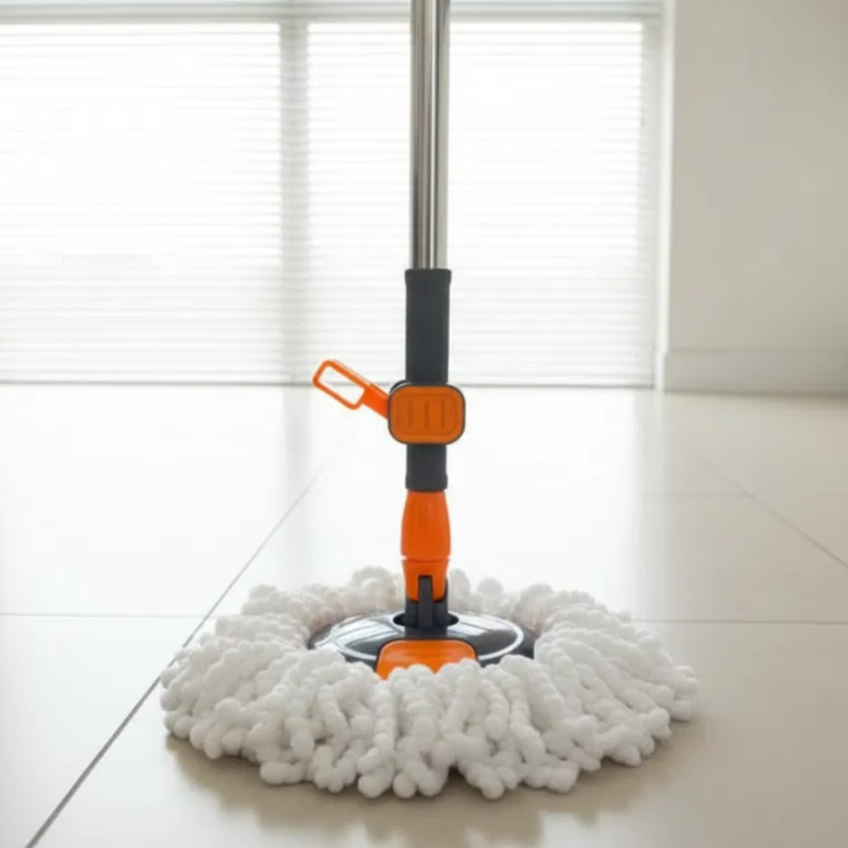 Mop Esfregão Giratório 360° Inox 16L Profissional | Cabo Retrátil + Refil Extra