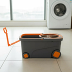 Mop Esfregão Giratório 360° Inox 16L Profissional | Cabo Retrátil + Refil Extra