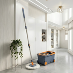 Mop Esfregão Giratório 360° Inox 16L Profissional | Cabo Retrátil + Refil Extra