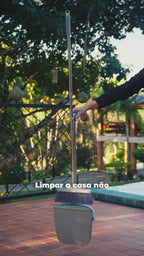 Kit Vassoura e Pá Ajustável 2 em 1 | Limpa Cerdas, Suporte de Parede e Cesto de Lixo