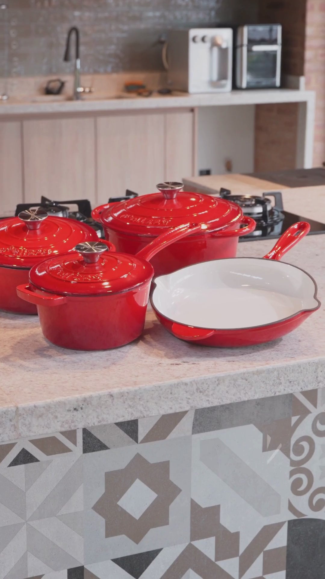 Kit Panelas Ferro Fundido Esmaltado 4 Peças Premium – Indução e Forno | Felizzo